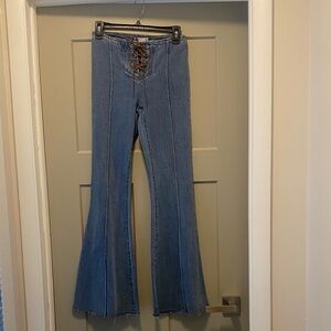 So Denim Lace-Up Flare Jeans